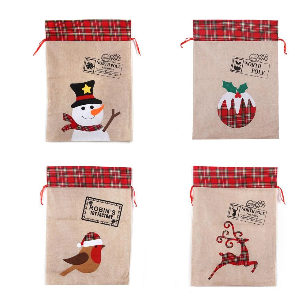 Large 70x50cm Santa Sack Stockings Christmas Xmas Home Party Gifts Bags 4 Pcs