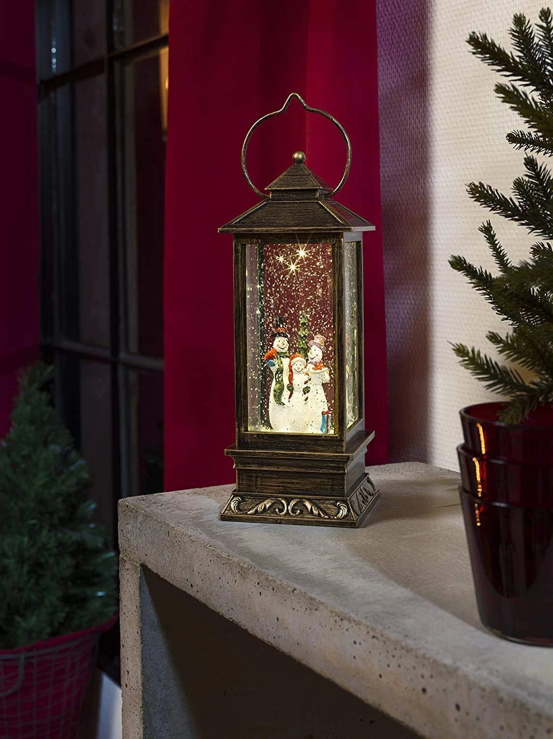 28cm Christmas LED Lantern Snowman Lights Up Xmas Home Window Decor Gifts