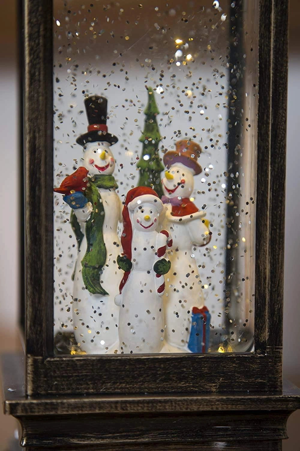 28Cm Christmas Snowman Led Lantern With Glitter Xmas Home Decorations Ornament