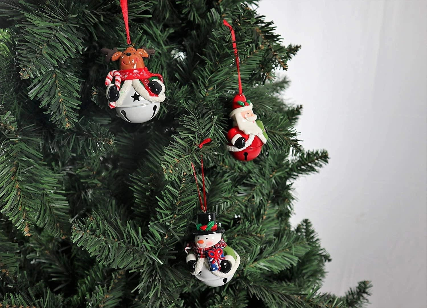 Christmas Hanging Decorations 12x Santa Snowman Reindeer + Bells Decorations UK