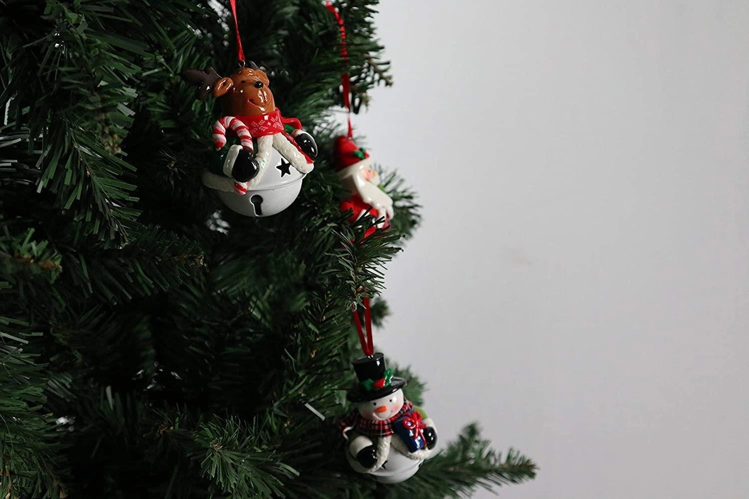 Christmas Hanging Decorations 12x Santa Snowman Reindeer + Bells Decorations UK