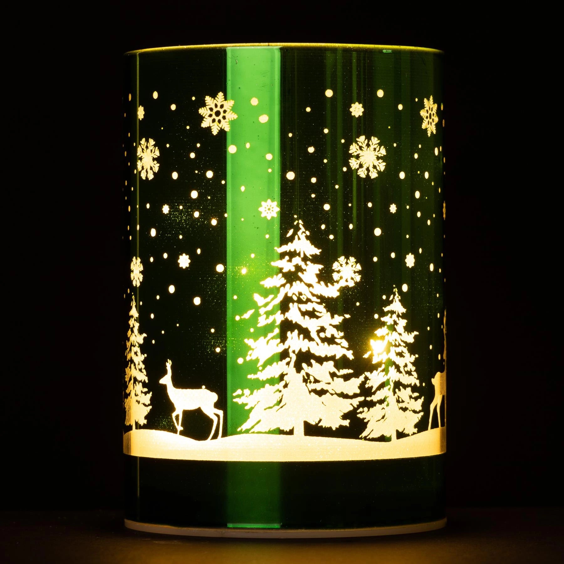 Christmas Lantern Table Lamp LED Vase Forest Scene Green Table Decoration UK