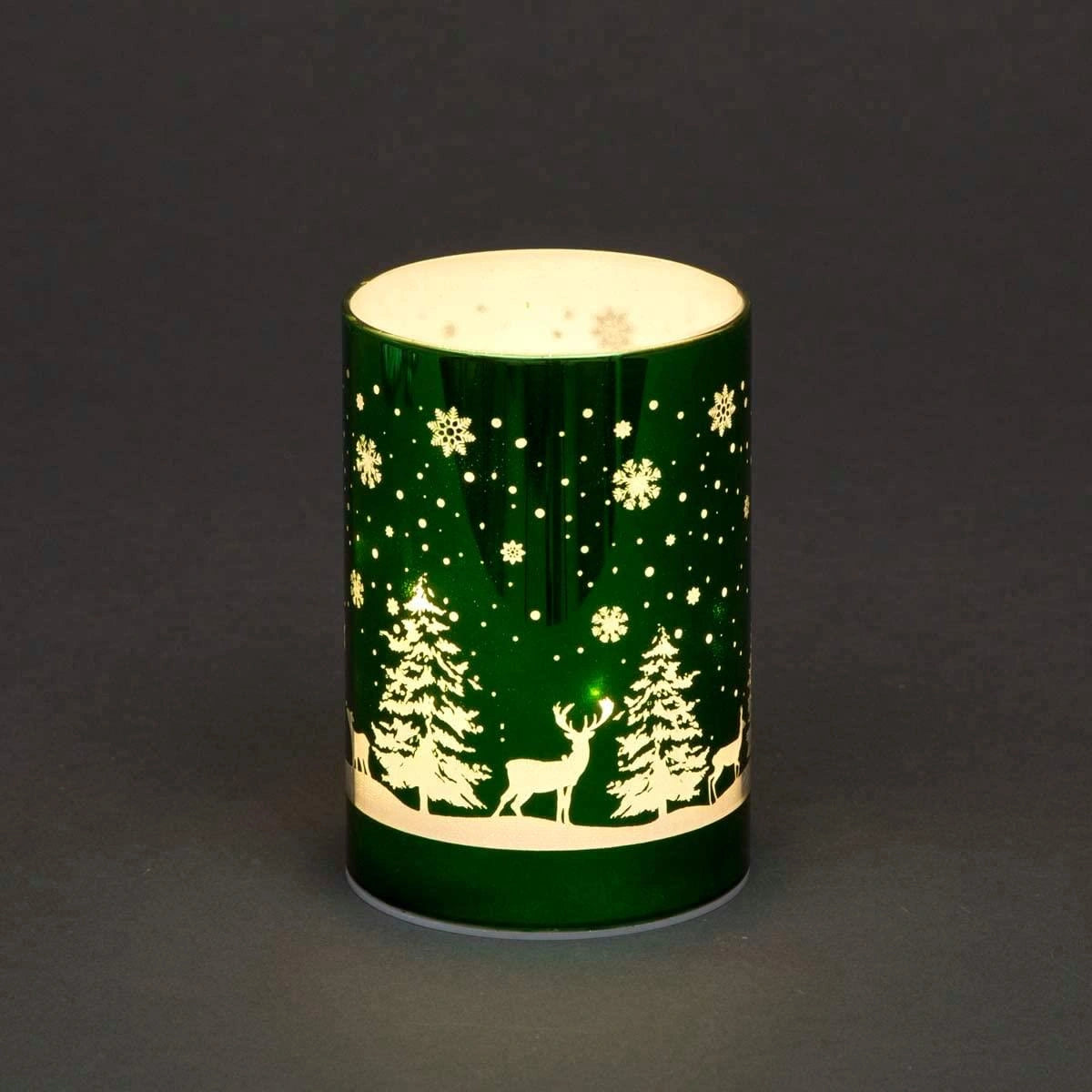 13Cm Christmas Decorated Vase Table Forest Scene Green