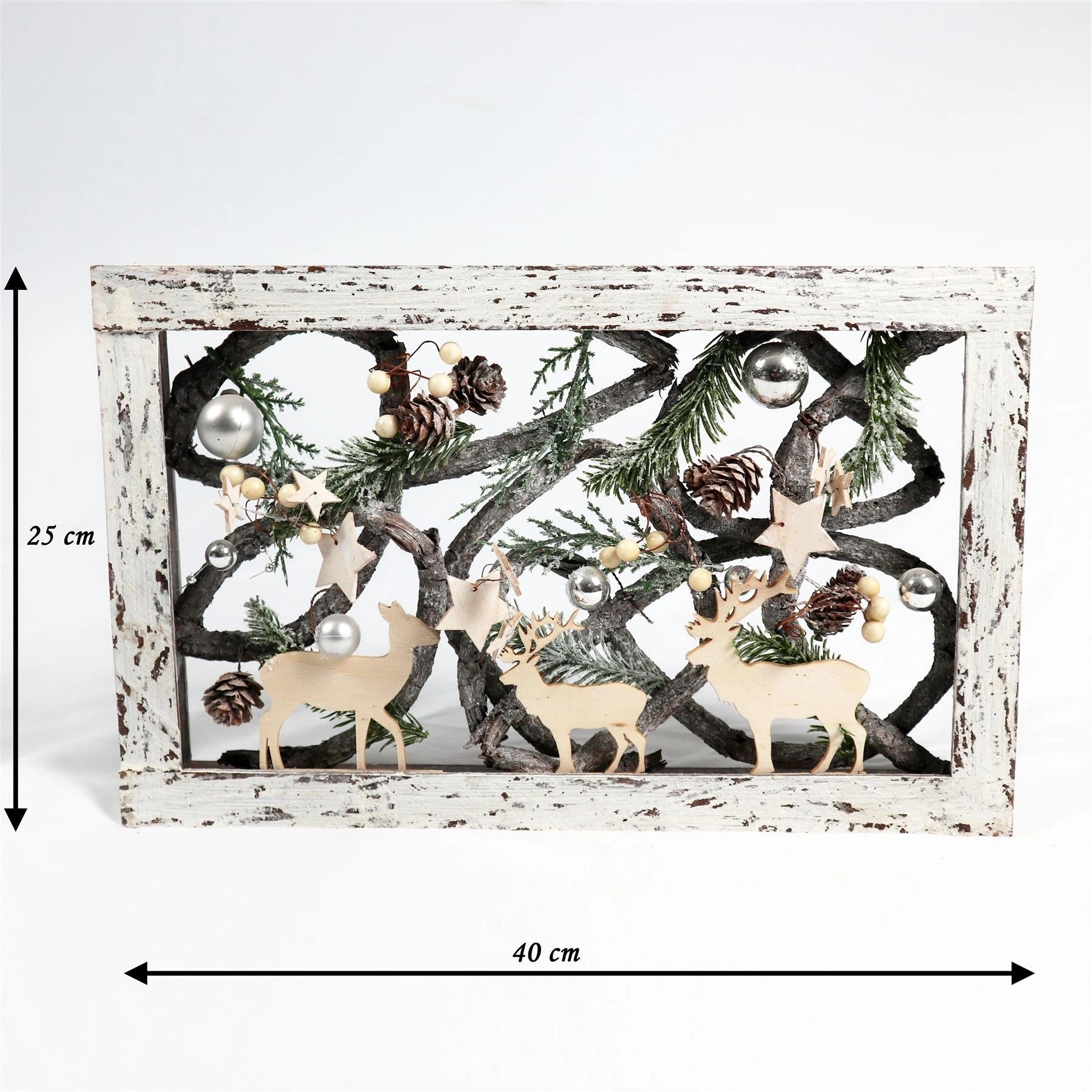 Pre Lit Christmas Table Decorations Wooden Rustic Rectangle Xmas Home Decor 40CM