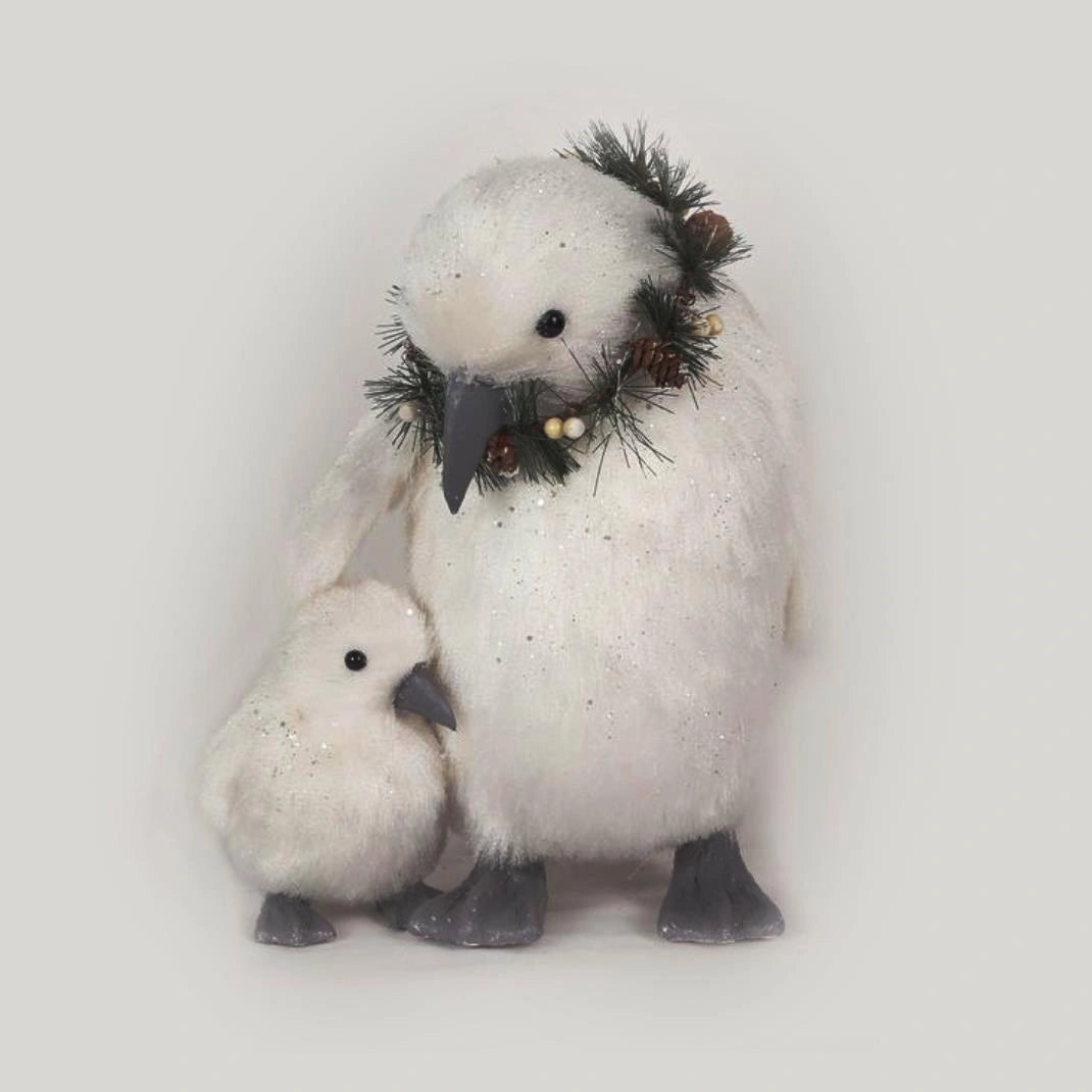 Christmas two Penguins Figurine Showpiece Xmas Home Office Art Table Decorations