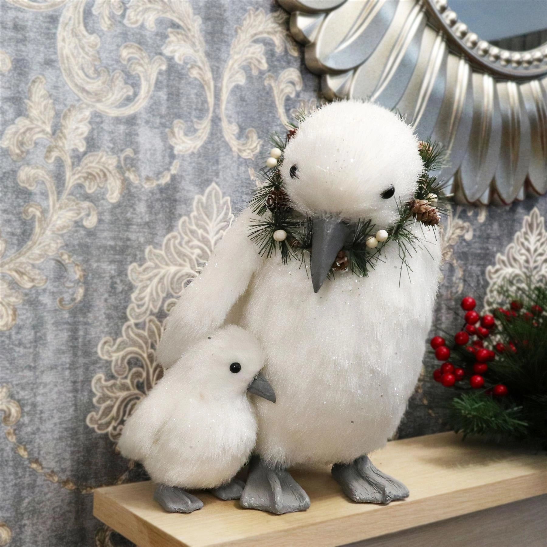 Christmas two Penguins Figurine Showpiece Xmas Home Office Art Table Decorations