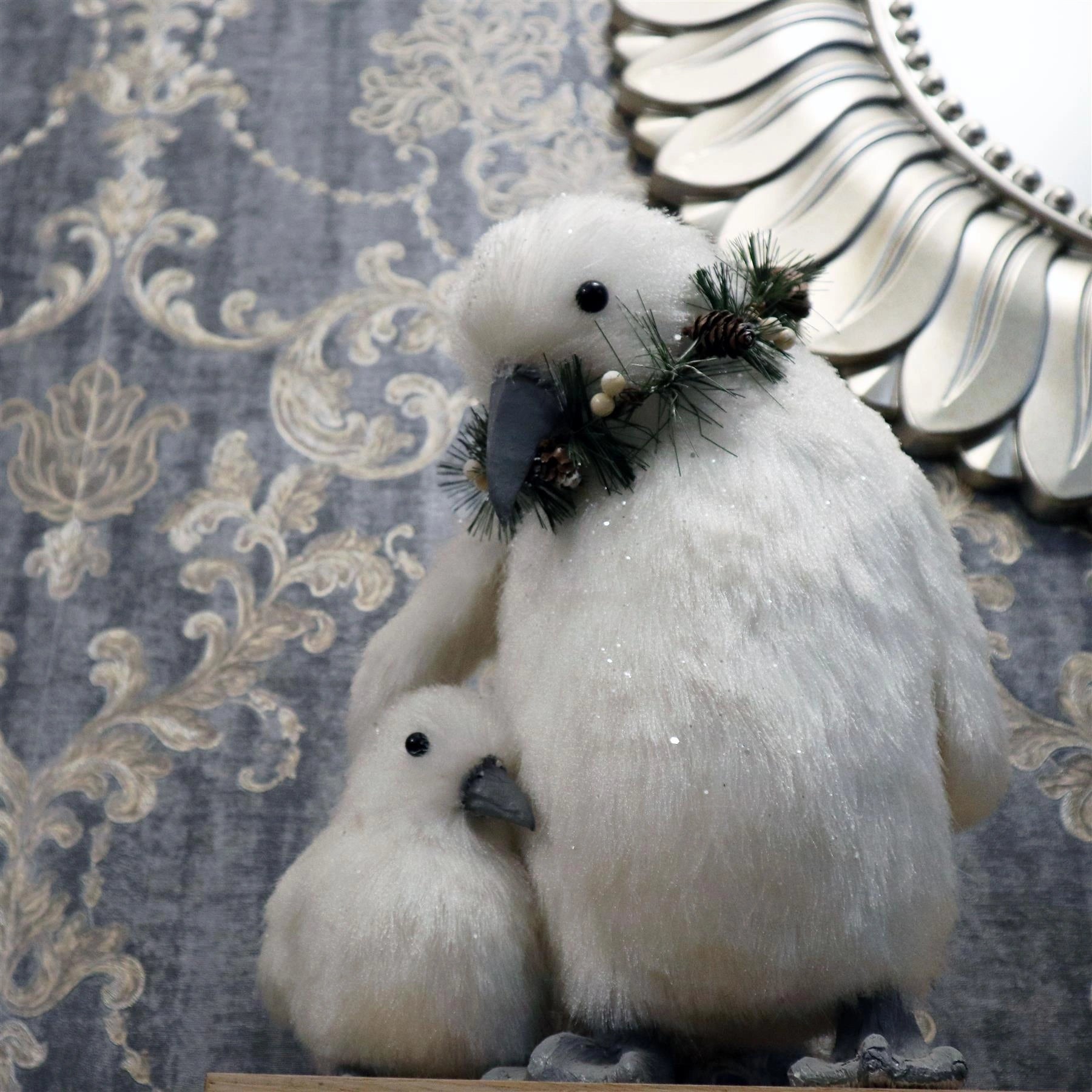 Christmas two Penguins Figurine Showpiece Xmas Home Office Art Table Decorations