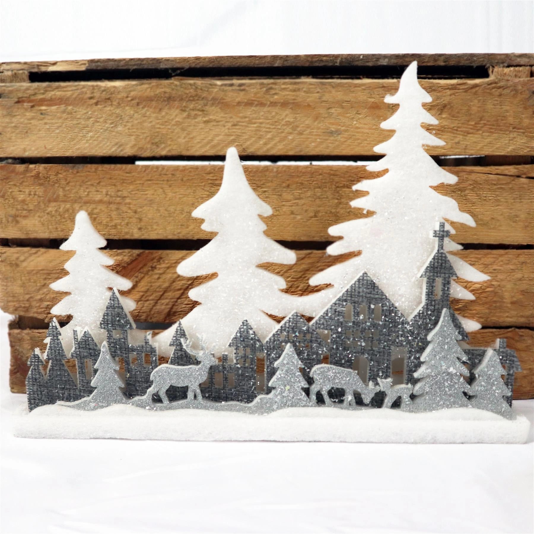 Christmas Table Decoration Village Scene Winter Xmas Tree Home Xmas Center Piece