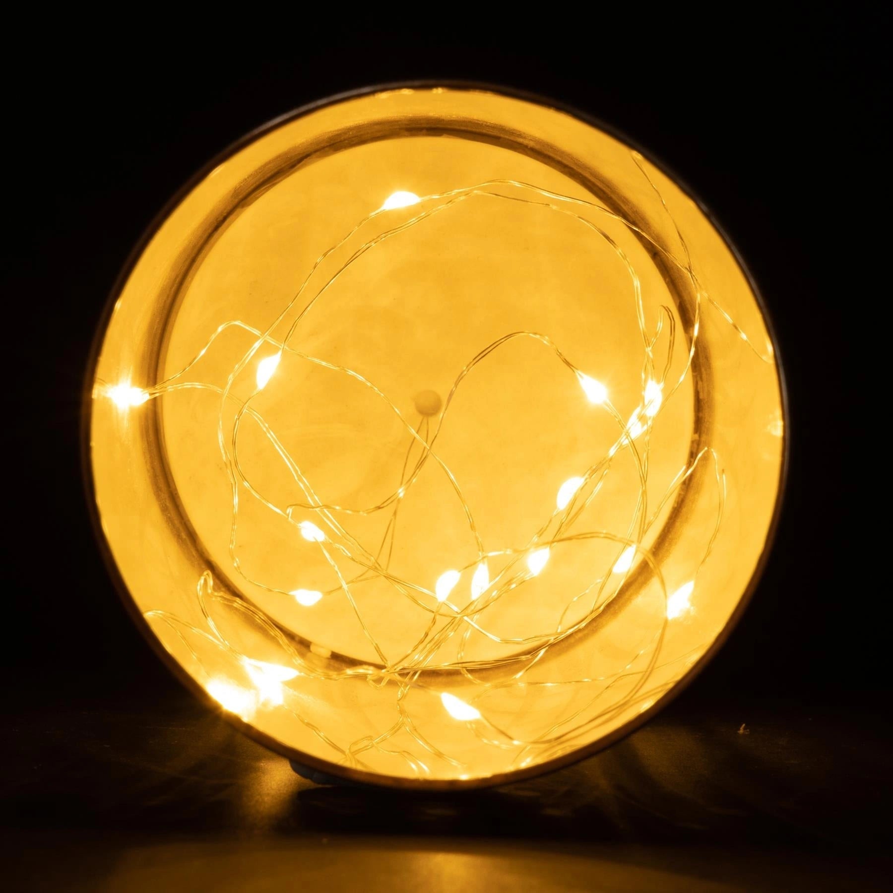 20cm Christmas Lantern Table Lamp LED Fairy Light Copper Firework Decorated Vase