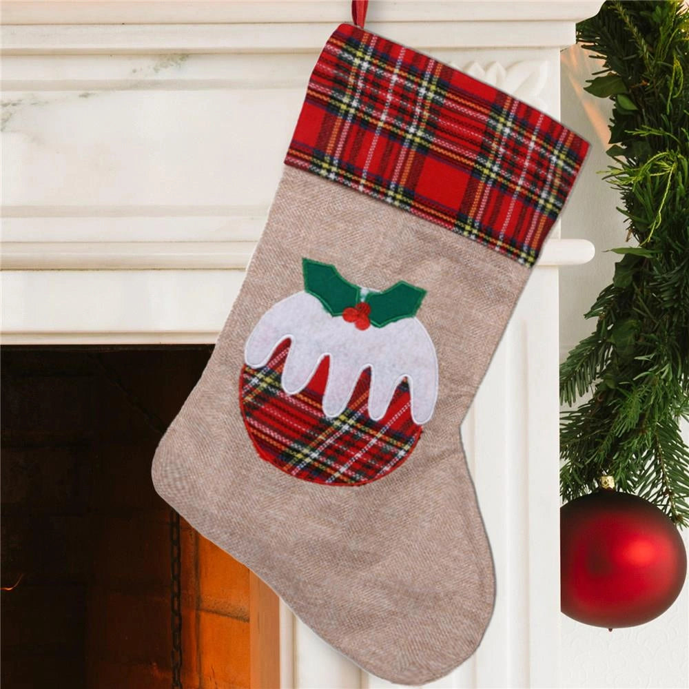 4Pcs Jute Hessian Christmas Stockings Large Santa Sack Sock Gift Bags Decoration