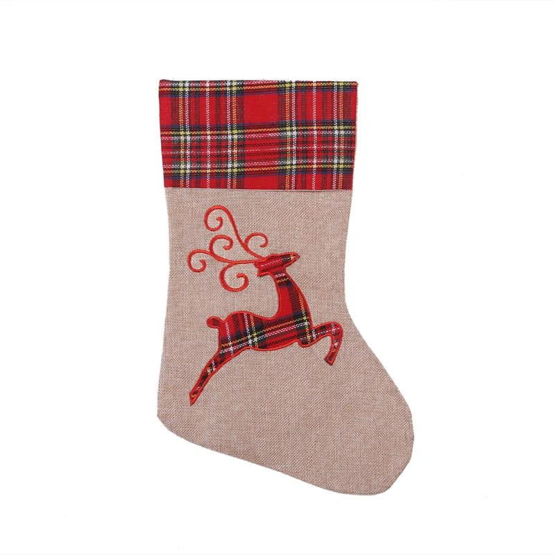 Father Christmas Santa Stockings Reindeer Large Sack Socks Gifts Bag XMAS Decor