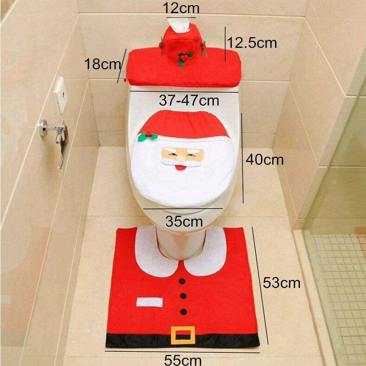 Christmas Santa Toilet Seat Cover Mat Rug Xmas Party Supply Novelty Home Decor
