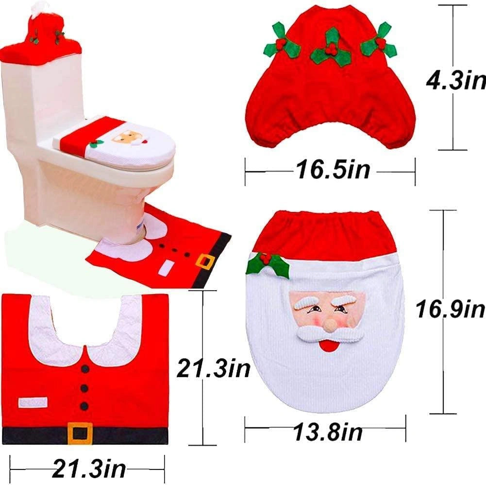 Christmas Santa Toilet Seat Cover Mat Rug Xmas Party Supply Novelty Home Decor