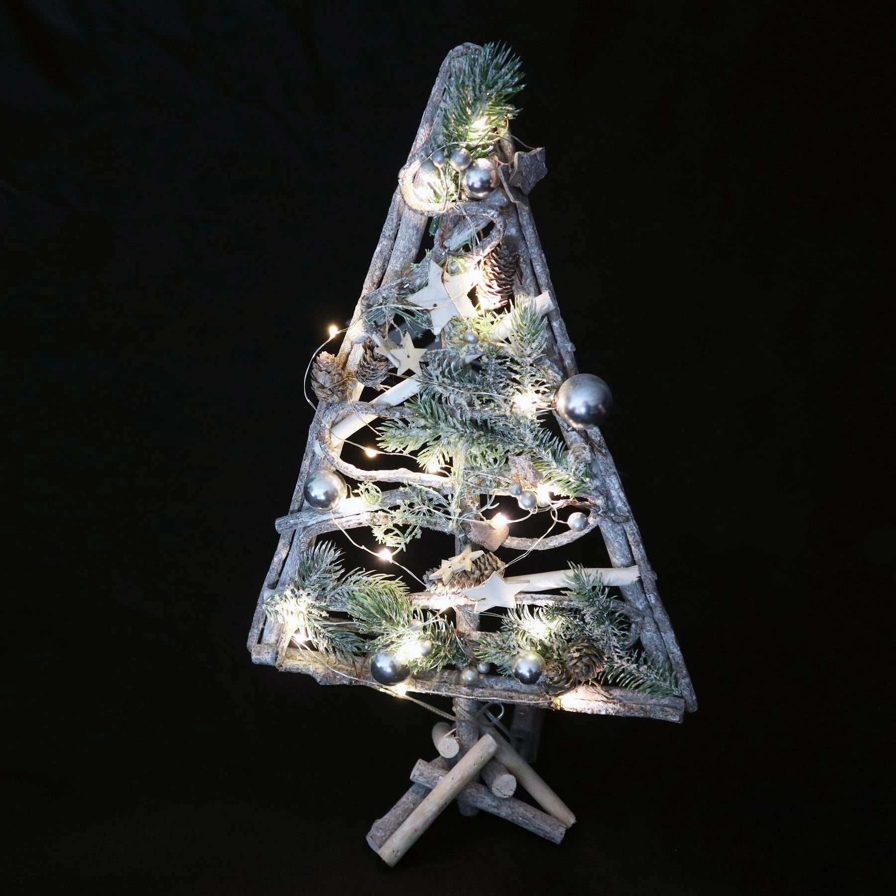 Pre Lit Christmas Table Decorations Wooden Twig Tree Xmas Gift Home Decor 48CM