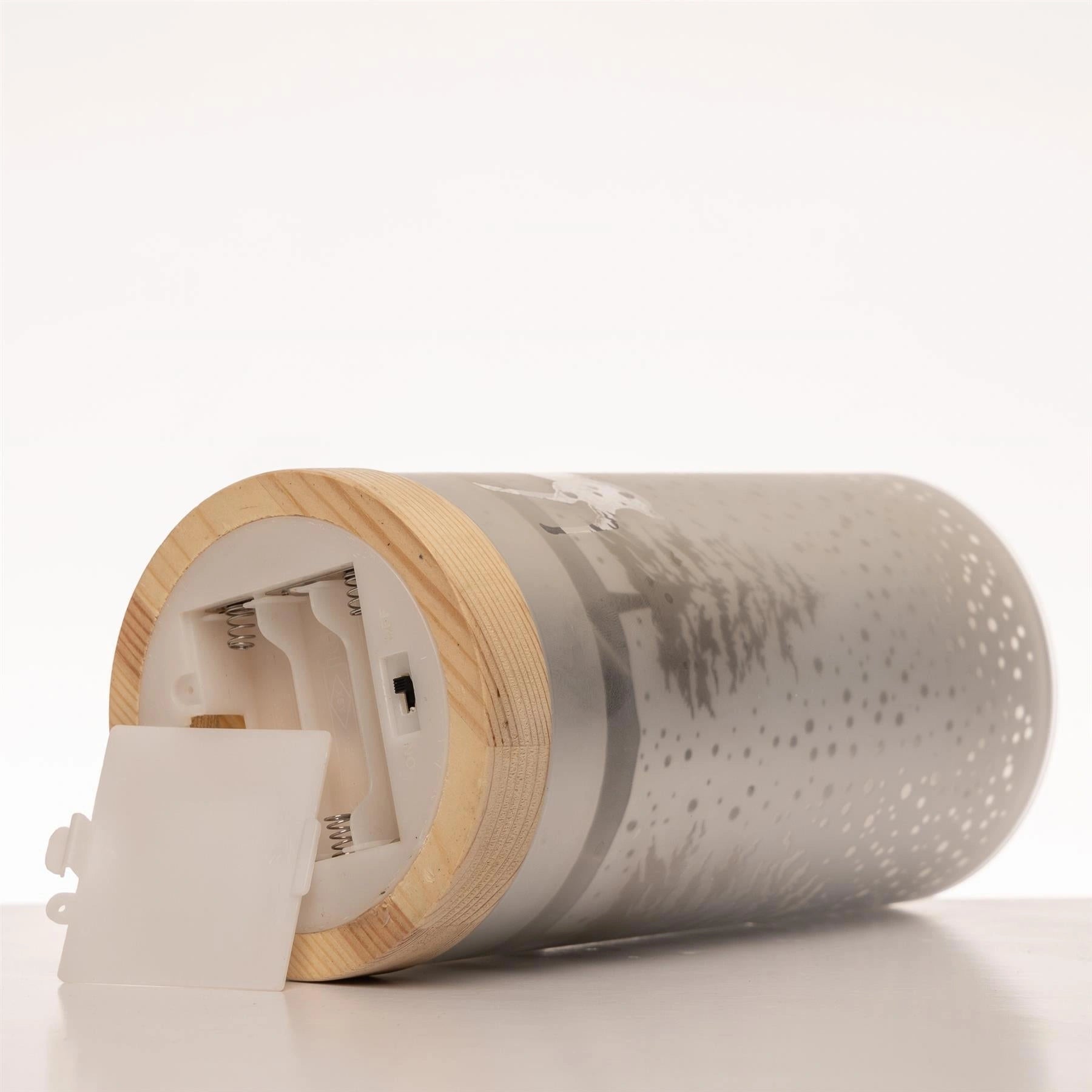 20cm Christmas Lantern Table Lamp LED Fairy Light Silver Snowfall Decorated Vase