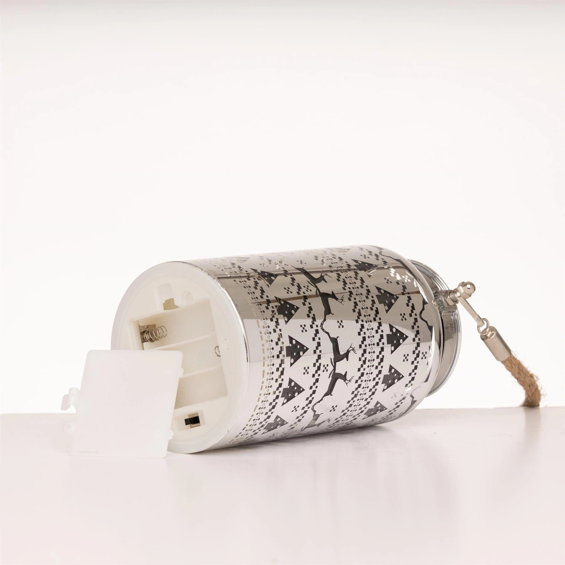 Christmas Jar Lamp LED Lights 16cm Table Decoration Silver Skandi Vase UK