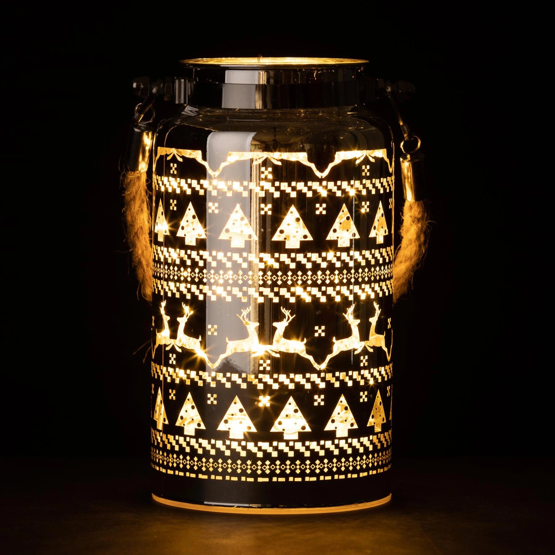 Christmas Jar Lamp LED Lights 16cm Table Decoration Silver Skandi Vase UK