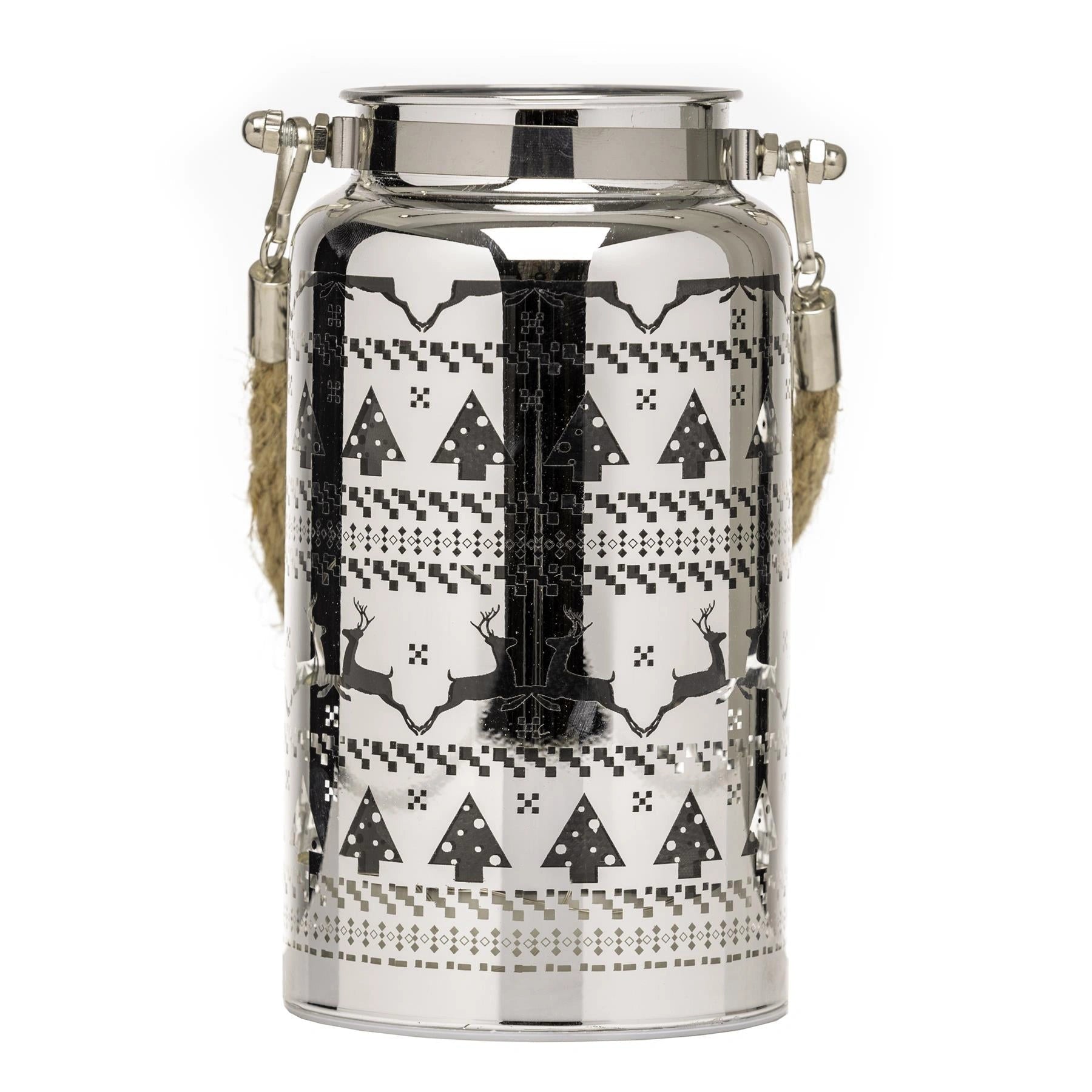 Christmas Jar Lamp LED Lights 16cm Table Decoration Silver Skandi Vase UK