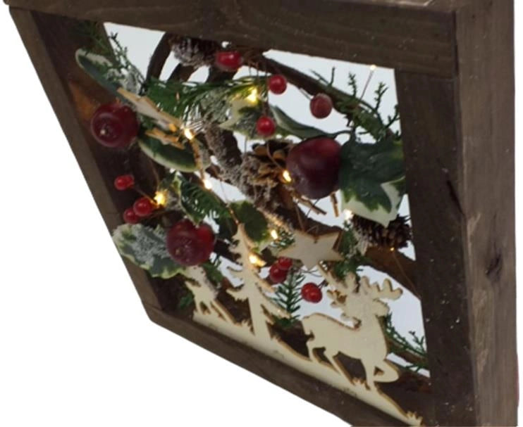 Pre Lit Christmas Table Decoration Square LED Wooden Frame Window Xmas Home Gift