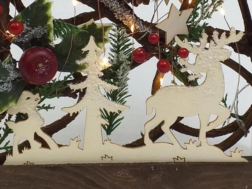 Pre Lit Christmas Table Decoration Square LED Wooden Frame Window Xmas Home Gift