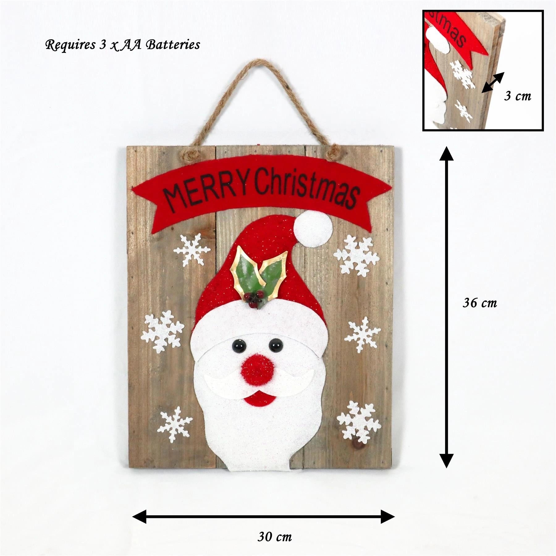 Christmas Wall Decoration Santa Pre Lit Wooden Hanging Frame Plaque Xmas Gifts