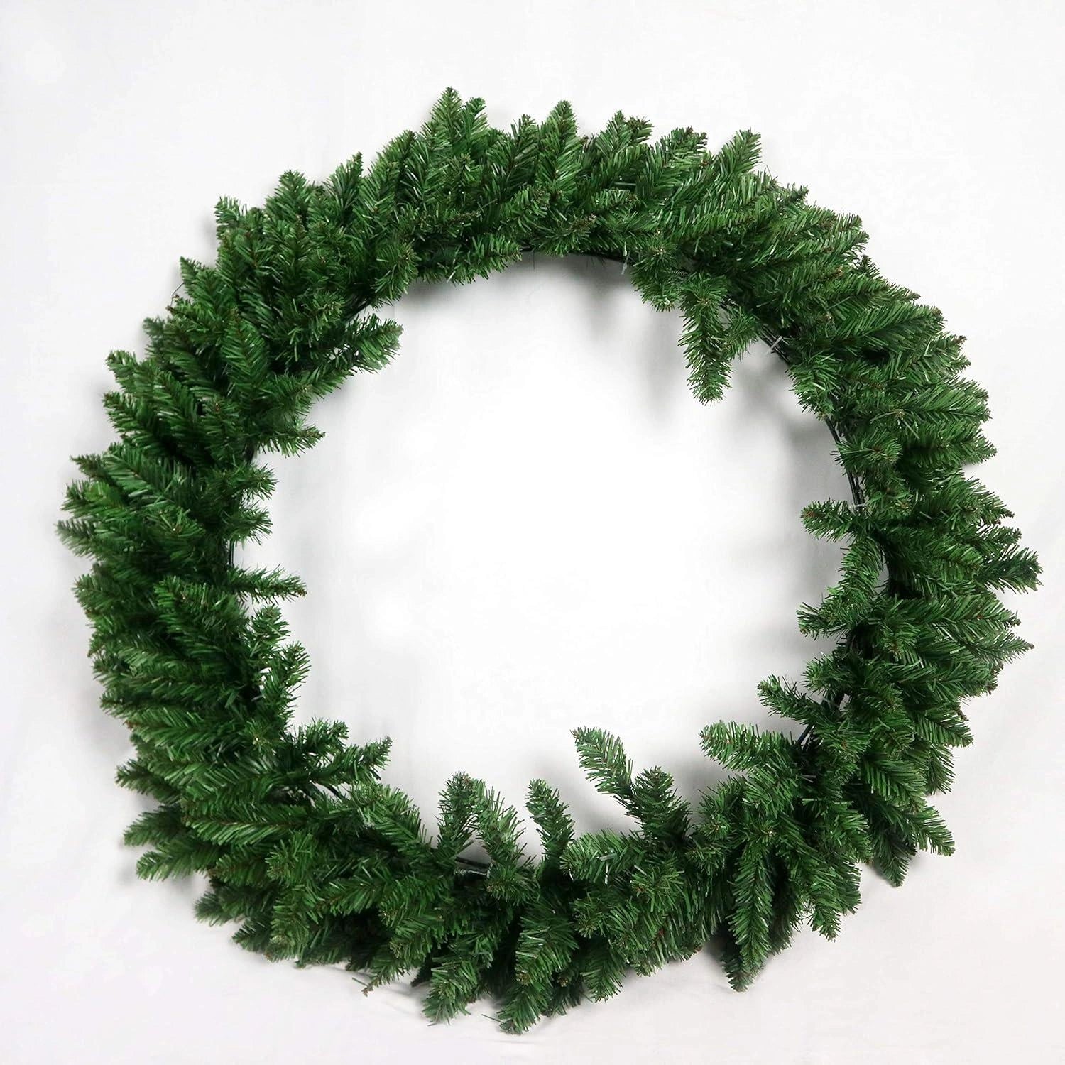 80Cm Battery Operated Prelit 120Leds Green Imperial Wreath 380 Tips