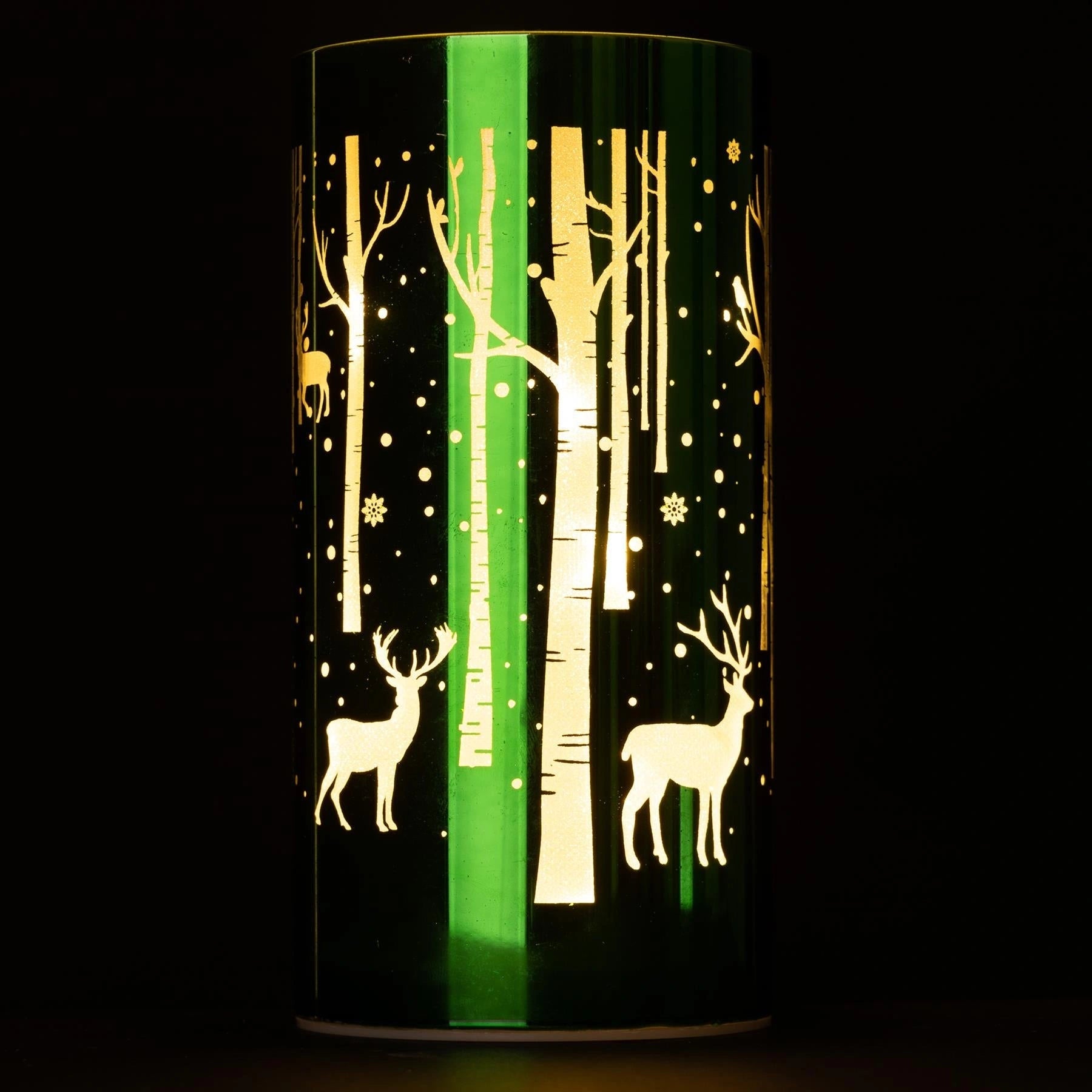 Green Lamp LED Fairy Light Vase Deer Scene Christmas Table Decoration 18cm UK