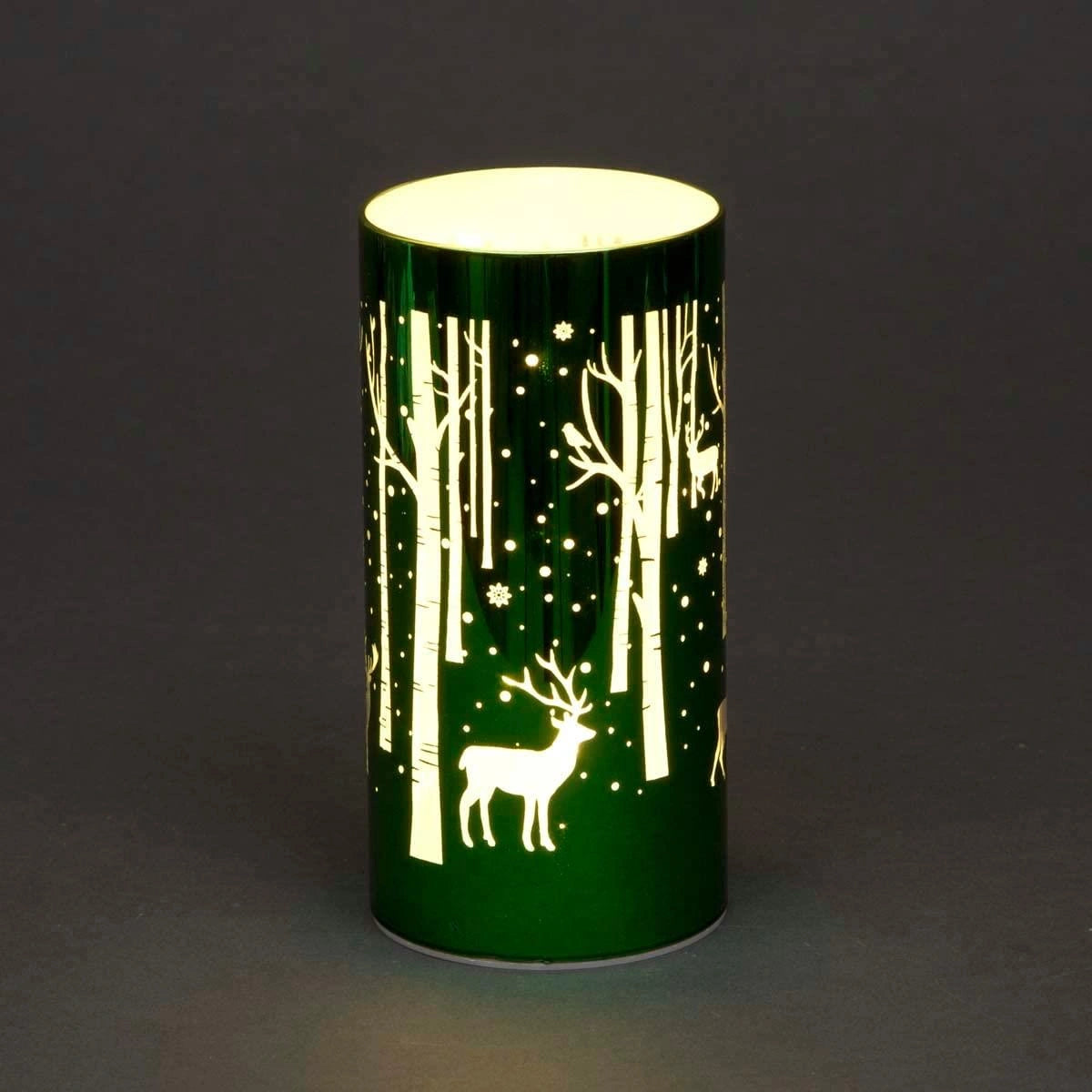 18Cm Christmas Decorated Vase Table Deer Scene Green