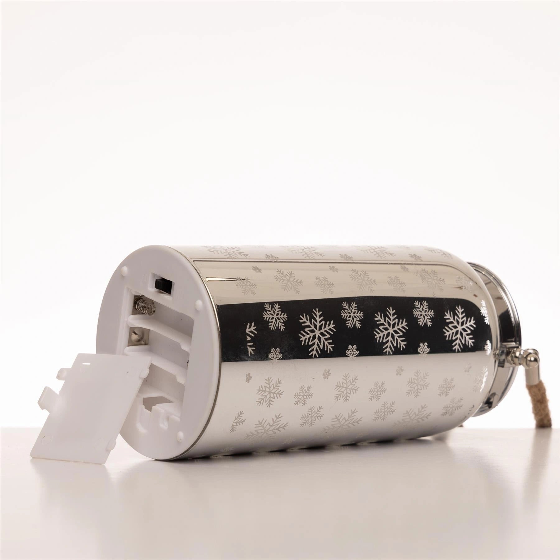 Christmas Jar Lamp 20cm Table Decoration Xmas LED Fairy Light Silver Snowflake