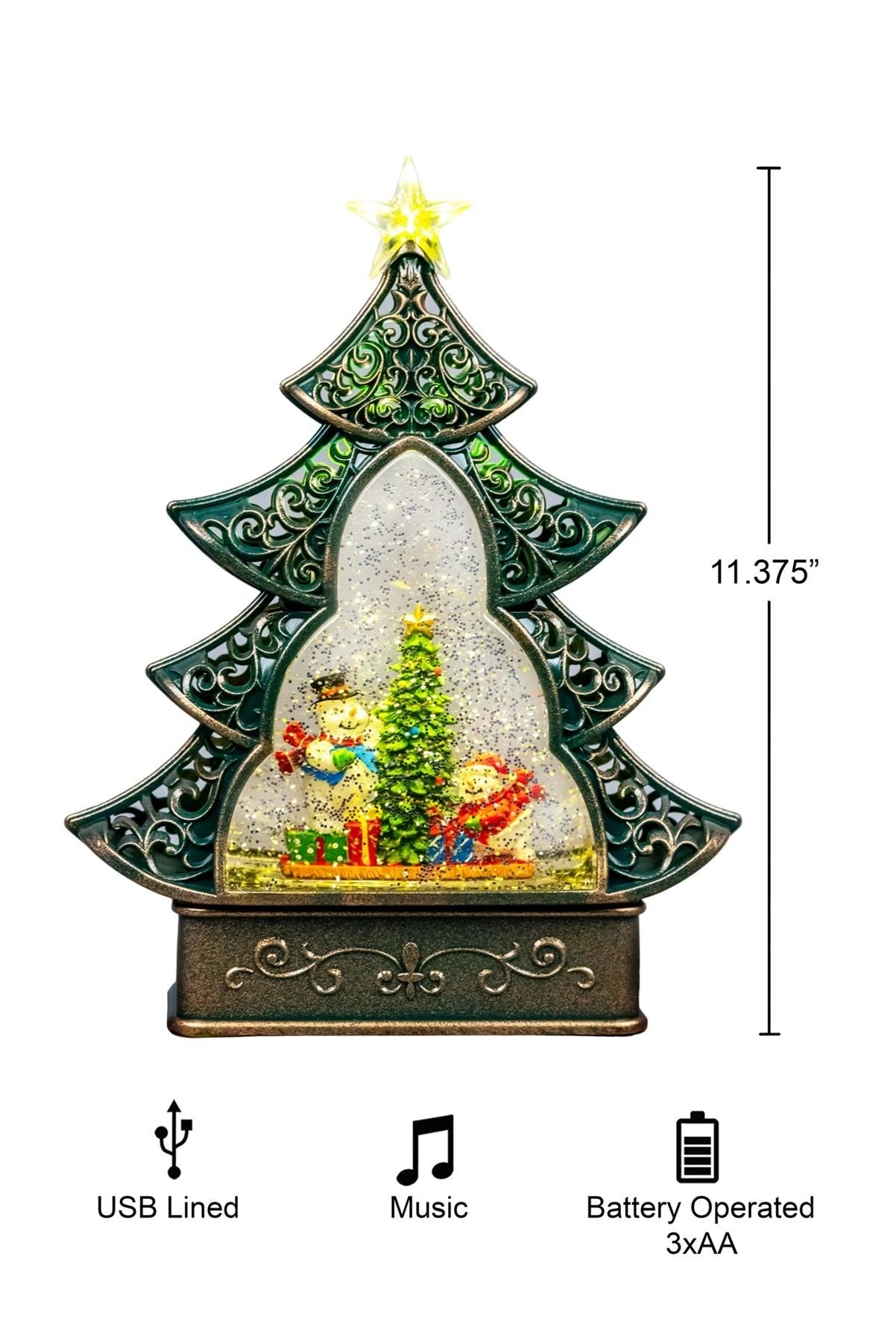 LED Light Christmas Tree Nativity Scene Lantert Glitter Snow Man Home Decoration