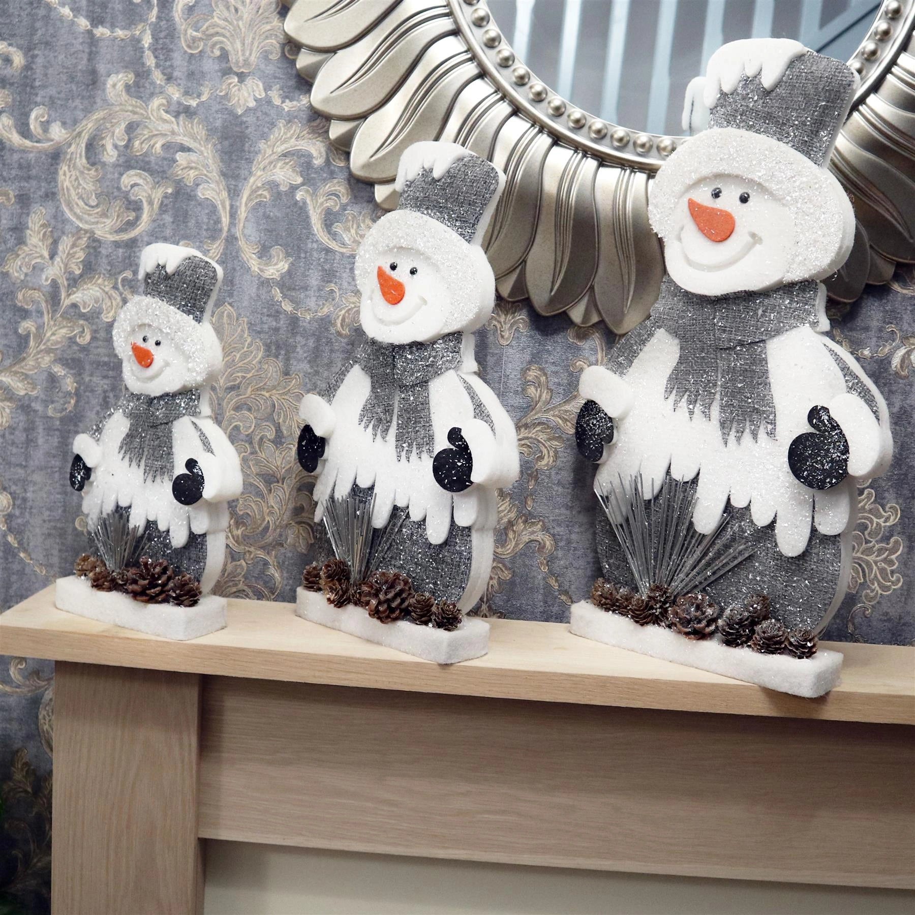 3PCS Snowman Christmas Figures Table Decorations Center Piece Xmas Window Home