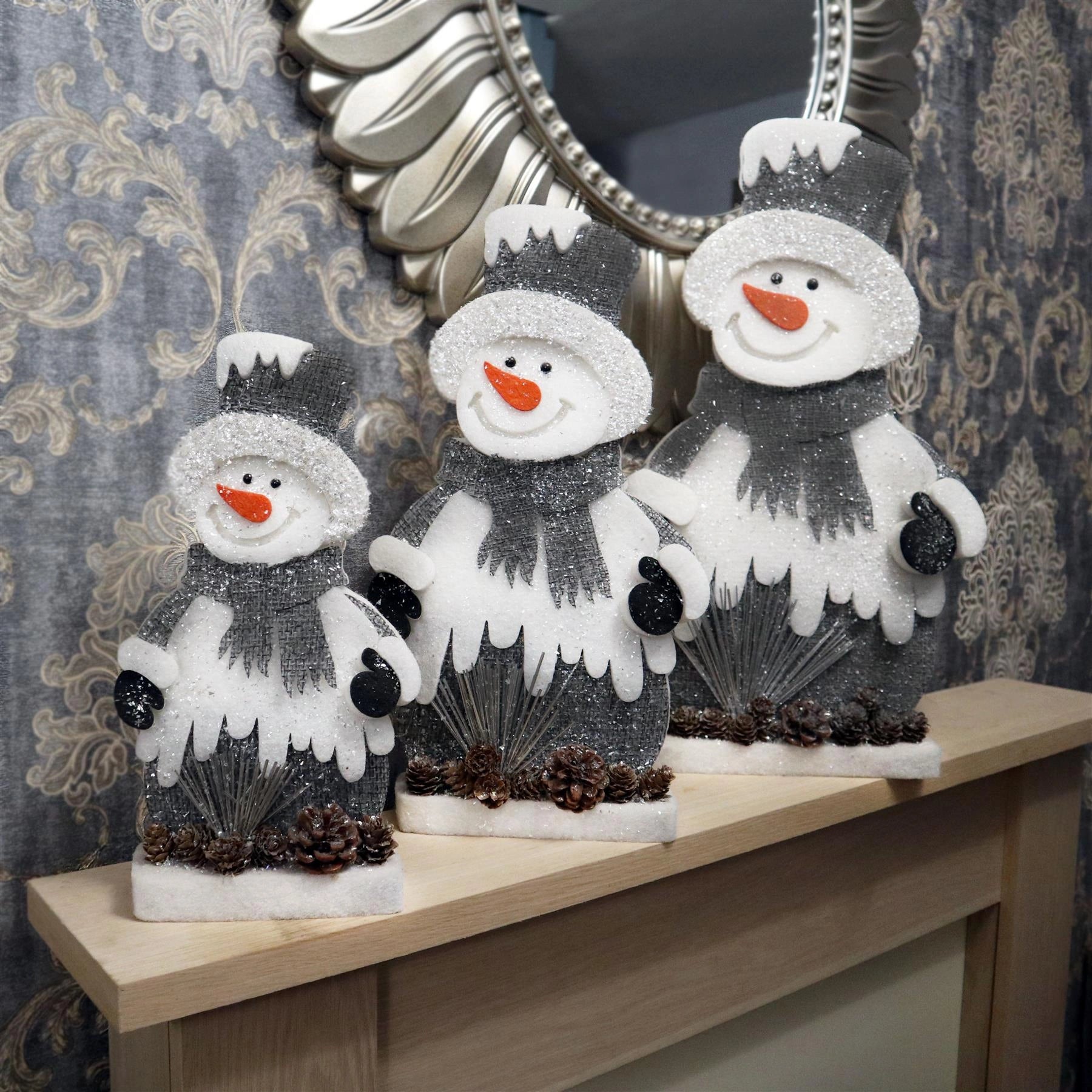 3PCS Snowman Christmas Figures Table Decorations Center Piece Xmas Window Home