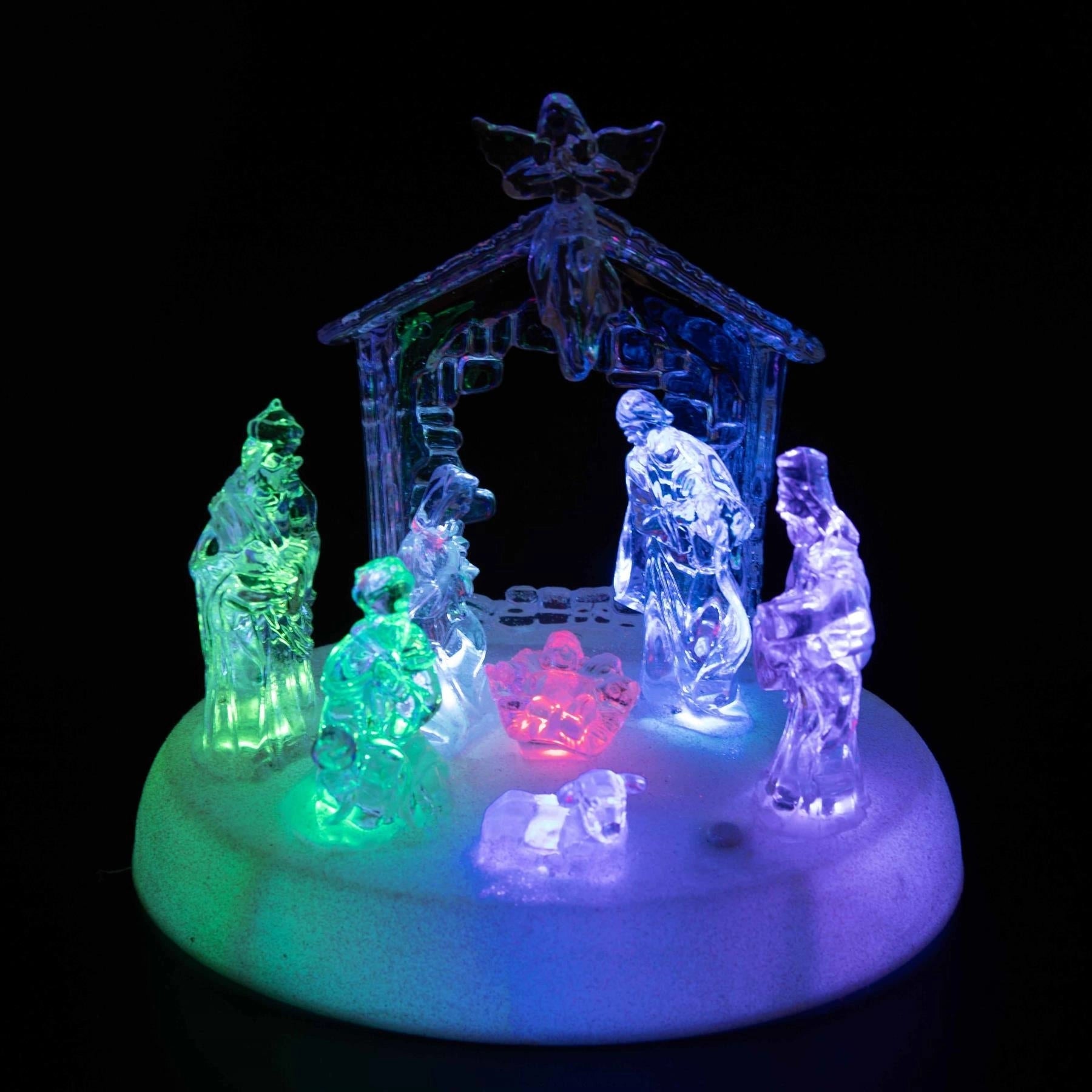 Pre-Lit LED Light Up Musical Merry Christmas Nativity Scene Xmas Home Decoration