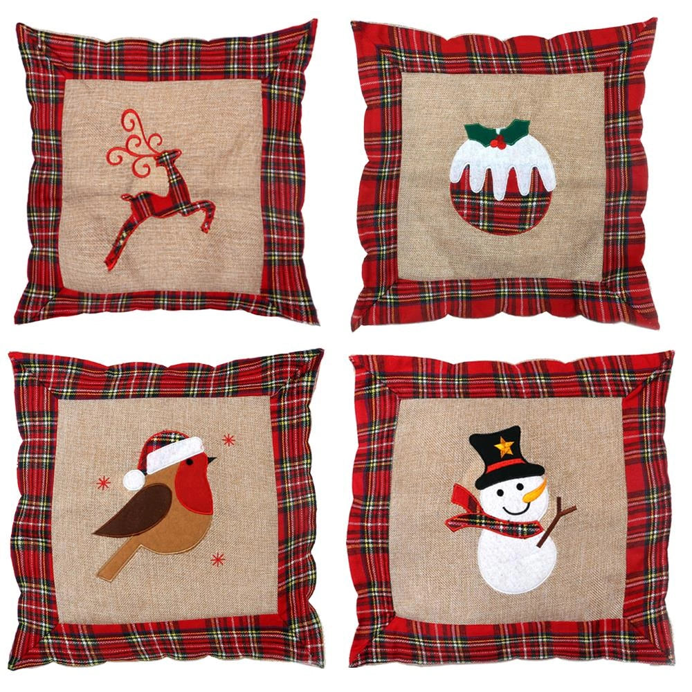 40 x 40 cm Home Decorations Christmas Pillow Covers Case Home Sofa Xmas 4Pcs Set