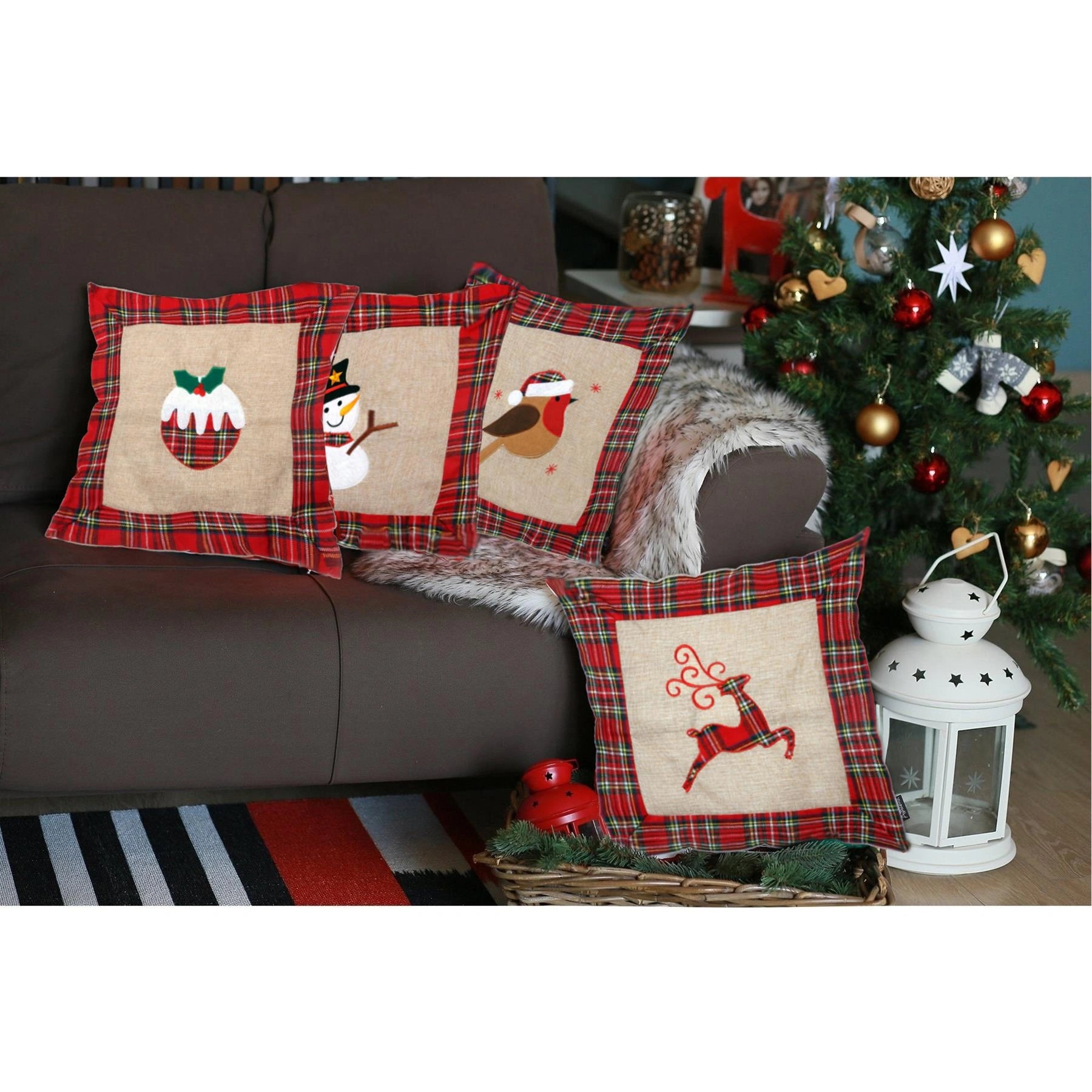 40 x 40 cm Home Decorations Christmas Pillow Covers Case Home Sofa Xmas 4Pcs Set