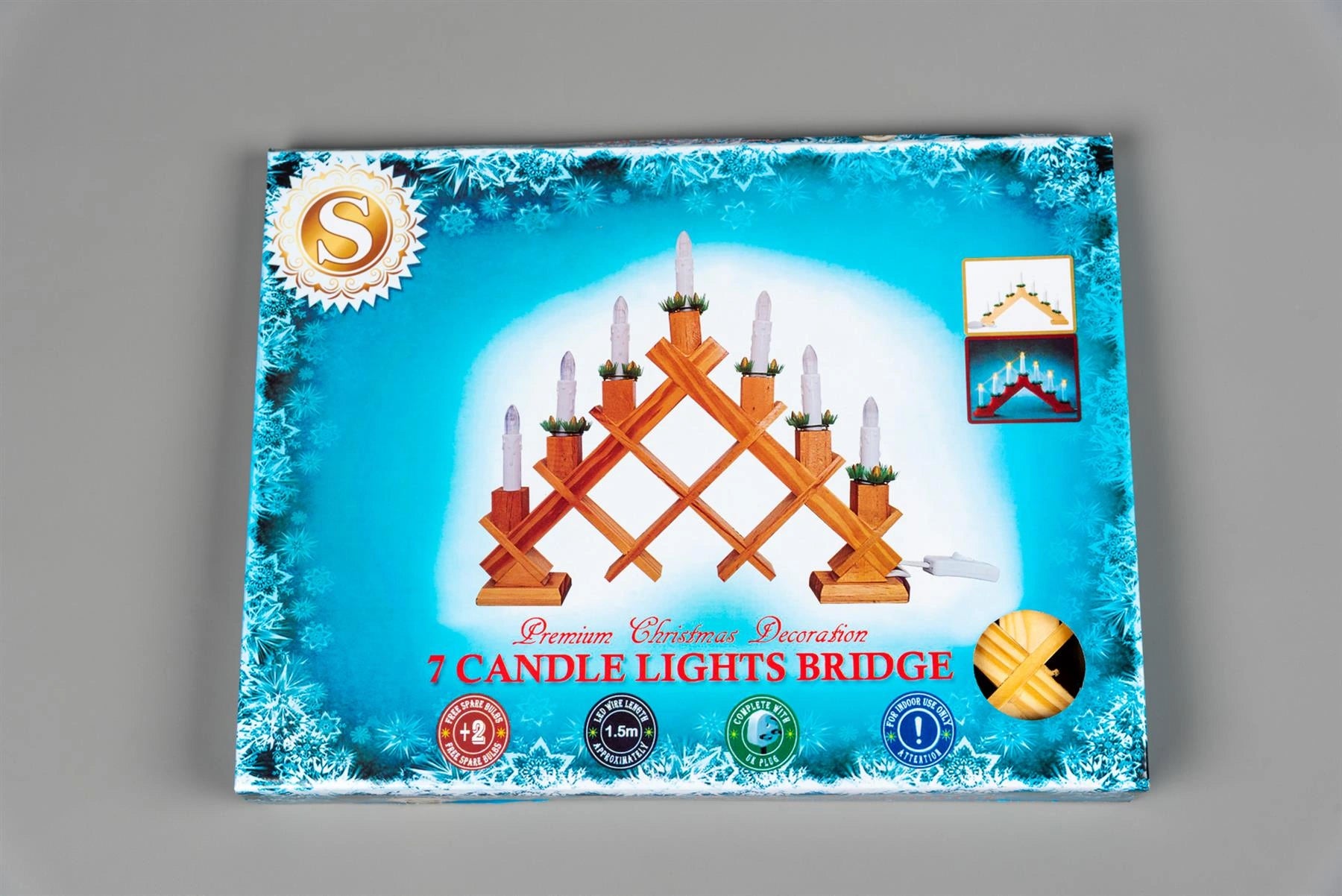 Christmas Wooden LED Candle Bridge Arch Pre Lit Tabletop Xmas Window Home Decor