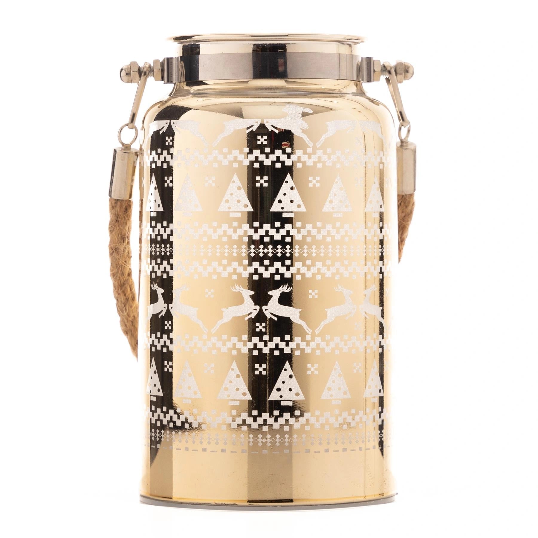 Christmas Table Decoration Lamp LED Fairy Light Gold Jar Skandi Vase 16cm UK