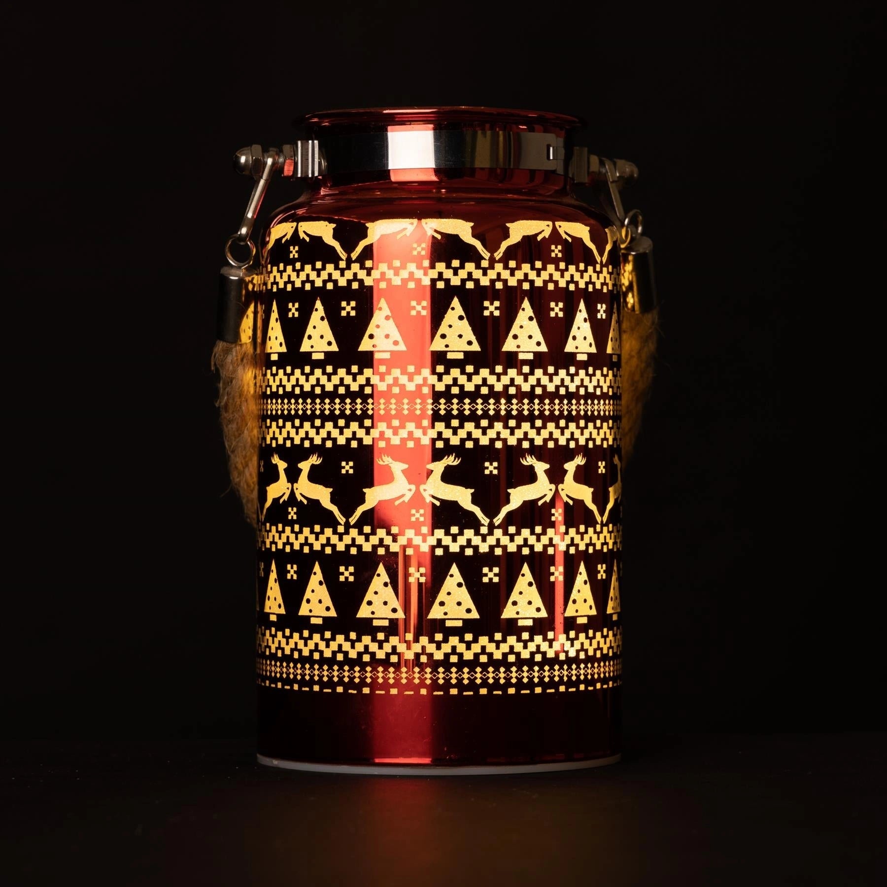 Christmas Lamp LED Fairy Light Red Jar 16cm Table Decoration Xmas Skandi Vase UK