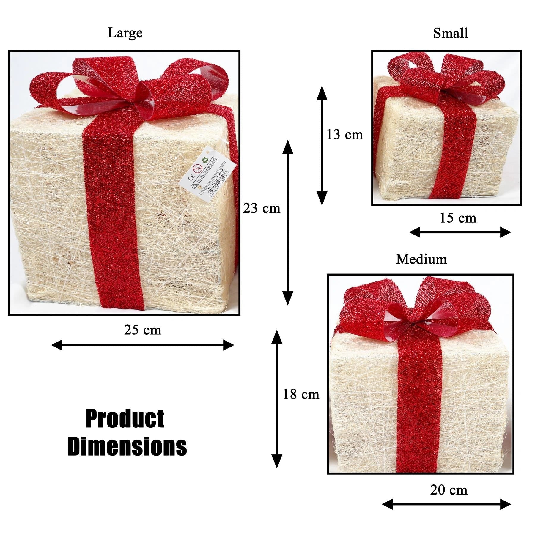 LED Christmas Parcel Light Up Gift Boxes Set Of 3 Xmas Indoor Festive Home Decor