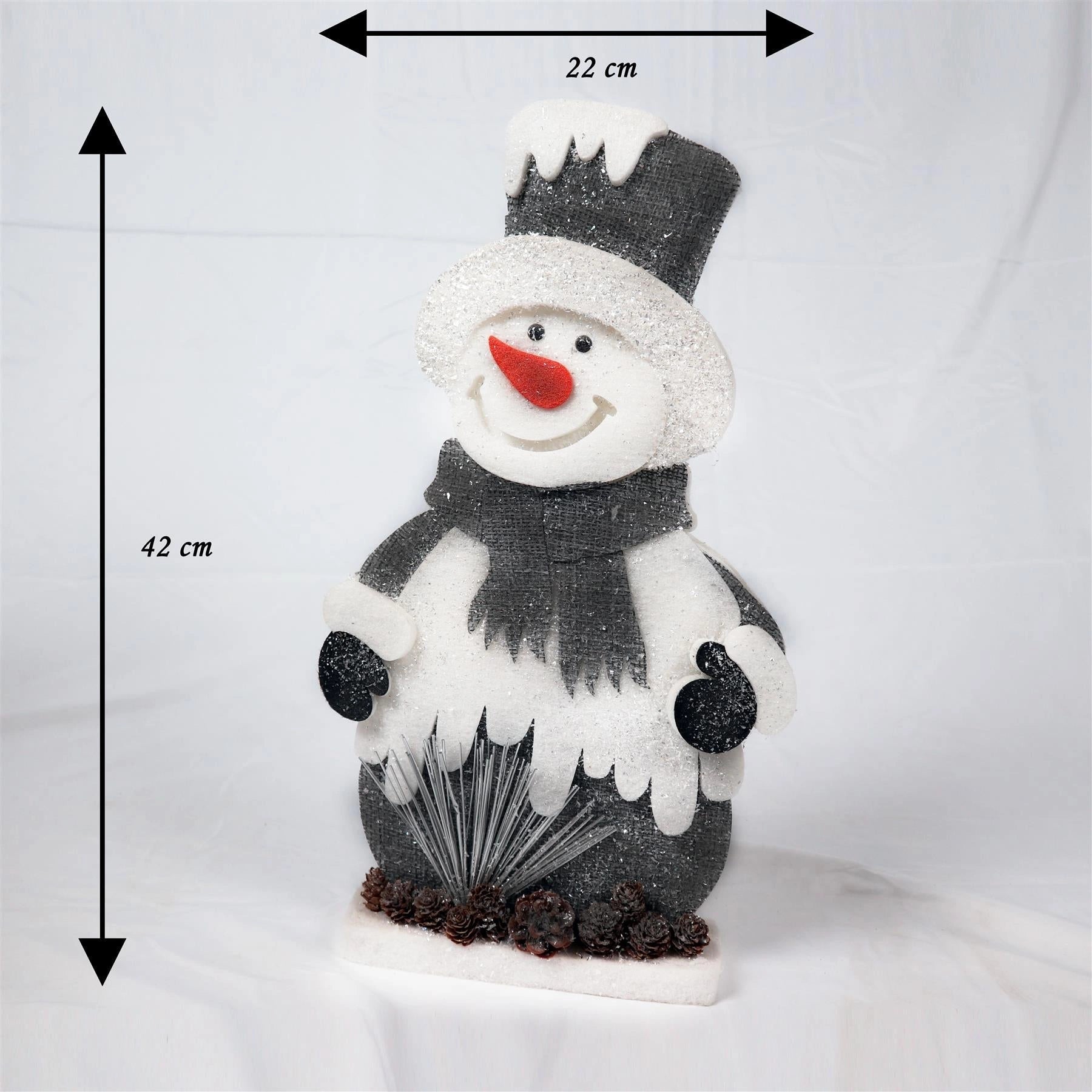 Christmas Tabletop 42cm Grey Snowman Figurine Centerpiece Xmas Window Home Decor