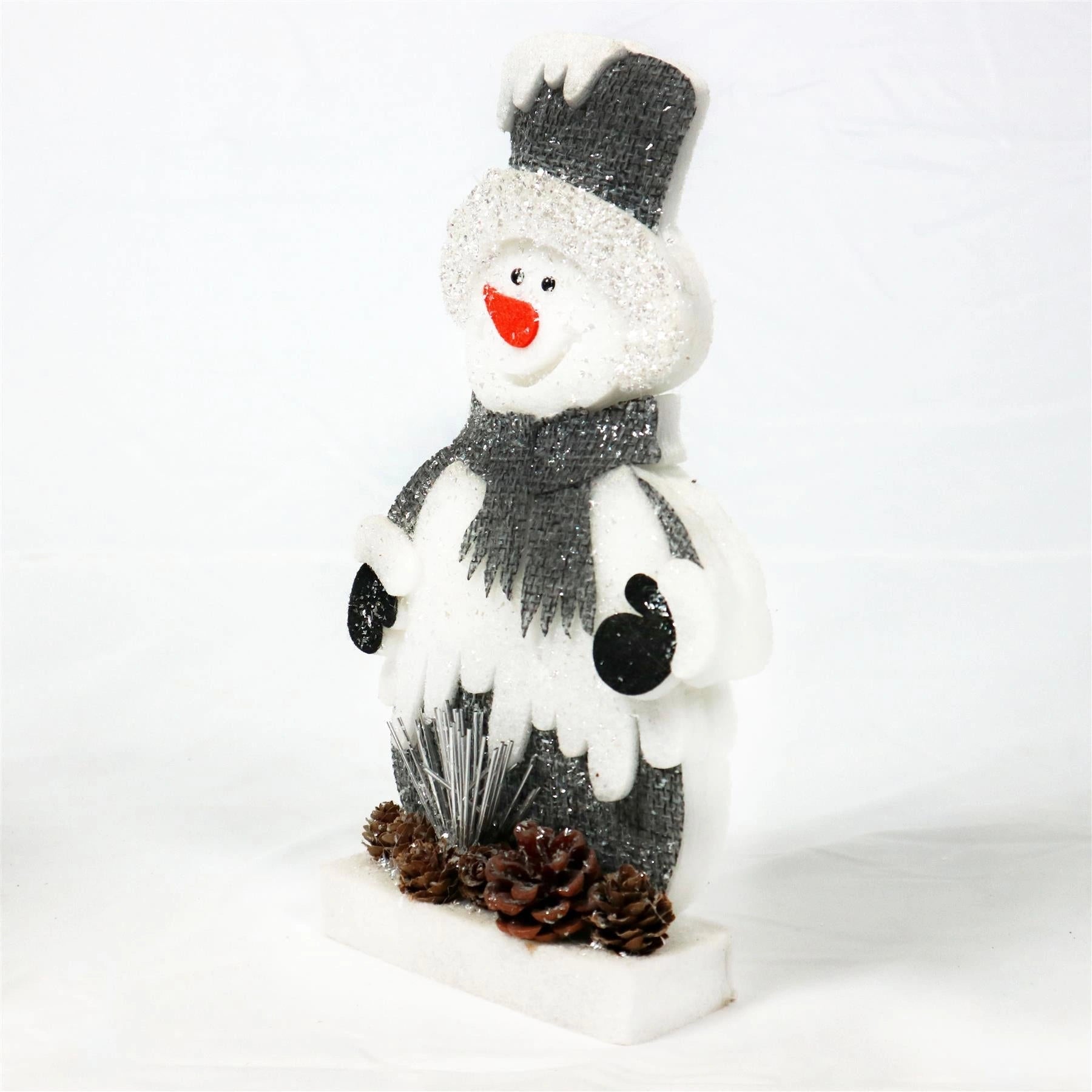 Christmas Tabletop 42cm Grey Snowman Figurine Centerpiece Xmas Window Home Decor