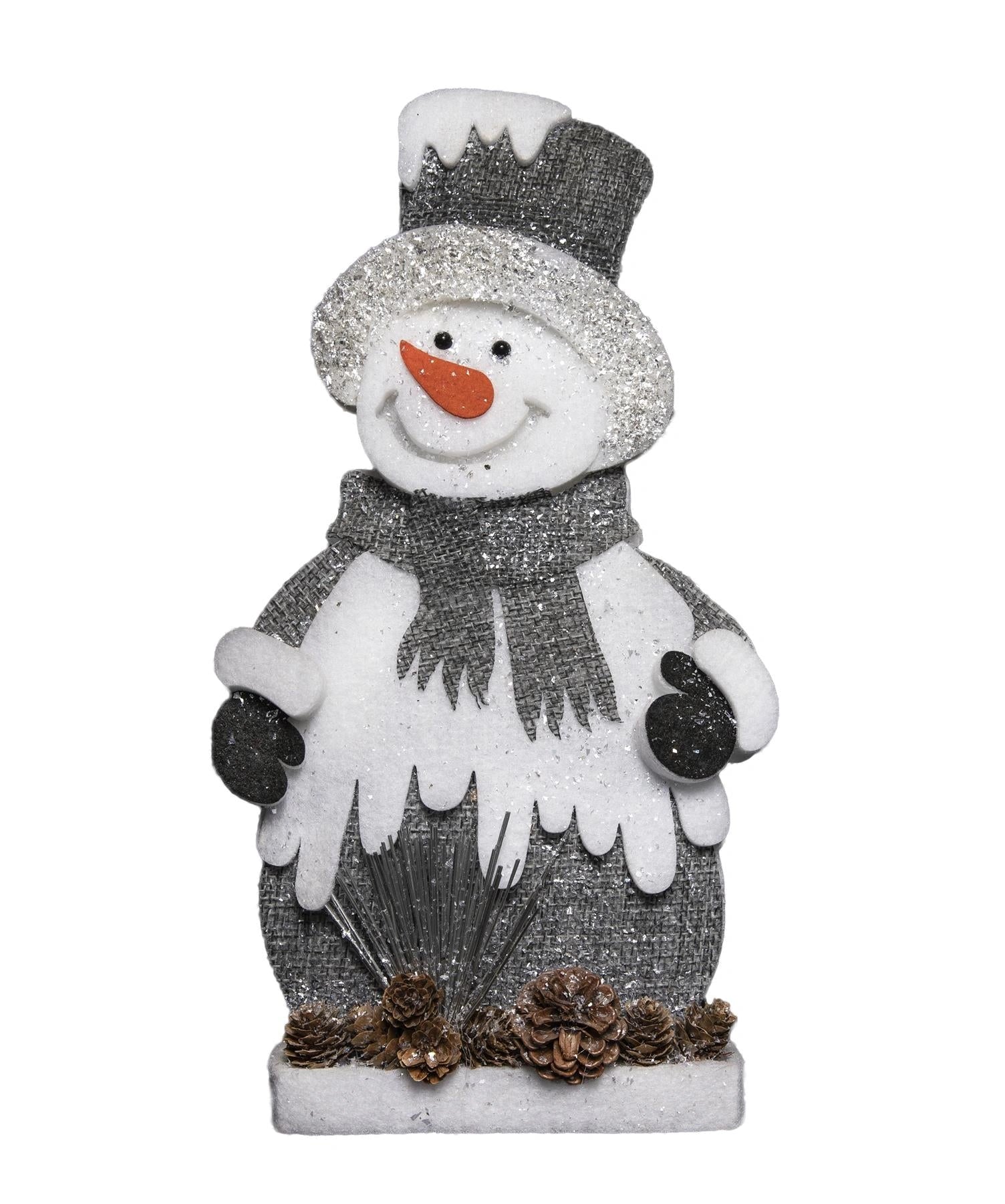 Christmas Tabletop 42cm Grey Snowman Figurine Centerpiece Xmas Window Home Decor