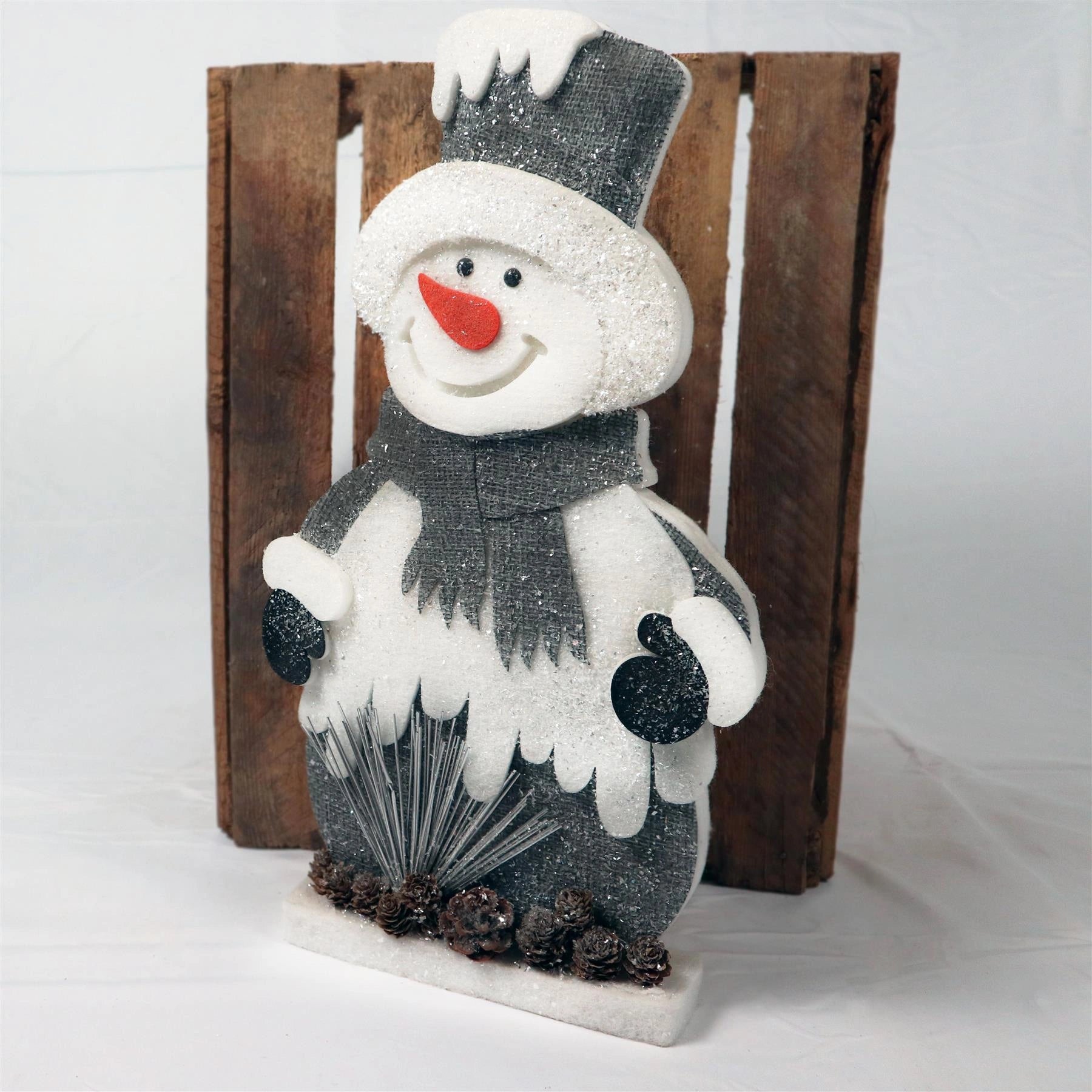 Christmas Tabletop 42cm Grey Snowman Figurine Centerpiece Xmas Window Home Decor