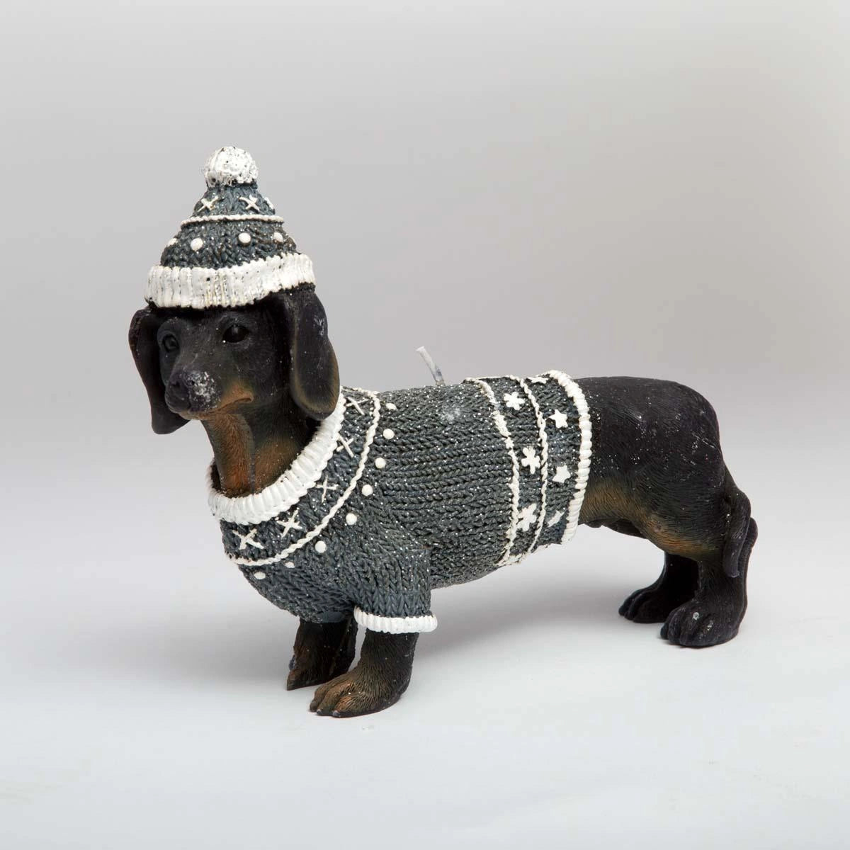 Christmas Candle Decorative Dachshund Dog Figurine Table Xmas Decoration Gift UK