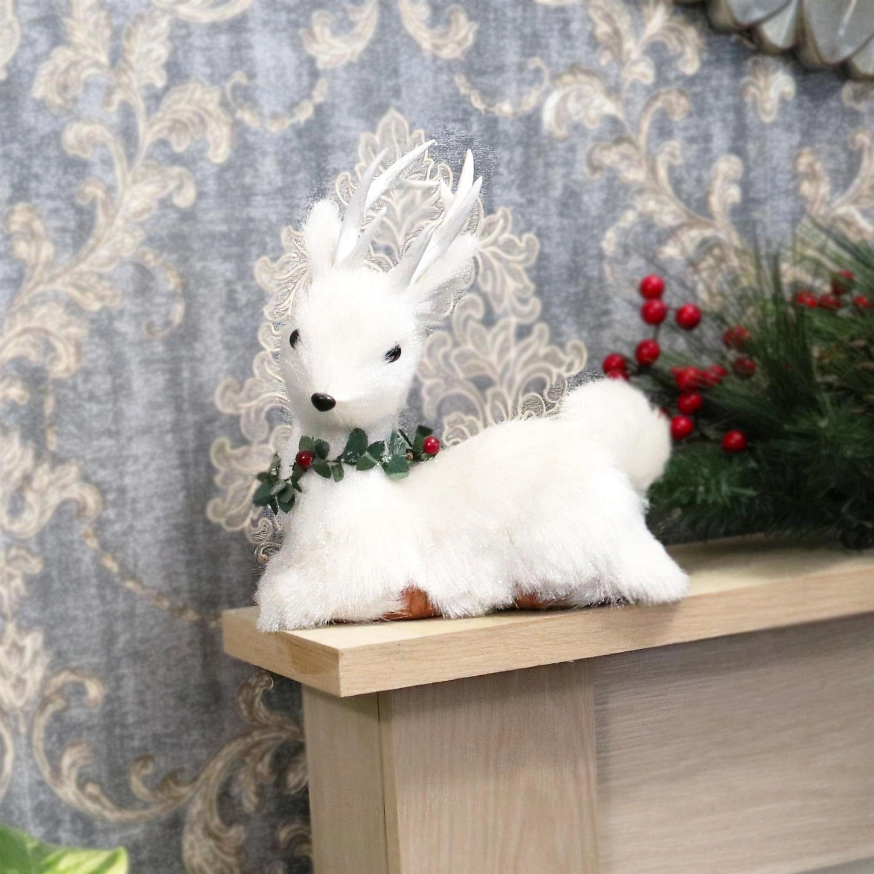 Christmas Lying Deer Figurine Showpieces Xmas Home Office Art Table Decorations