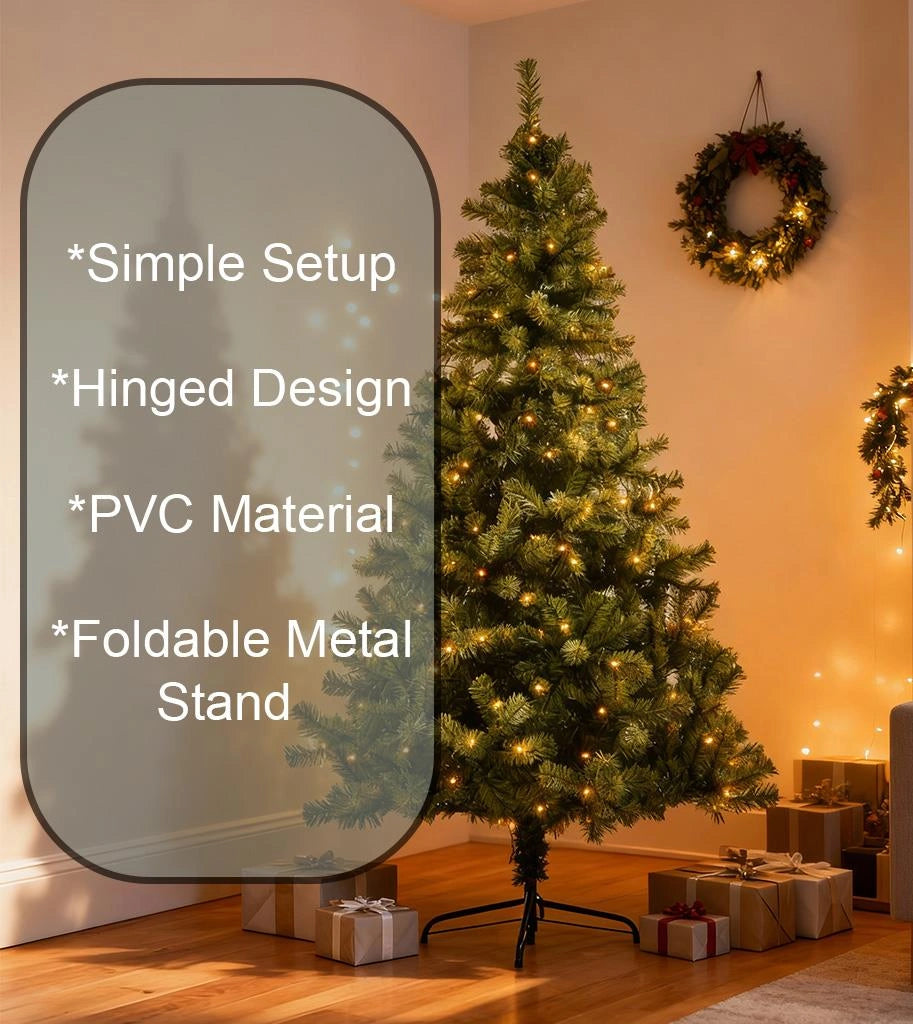 Pre-Lit Christmas Tree Green LED Lights Bushy Pine Outdoor XMAS Home Decor 5FT