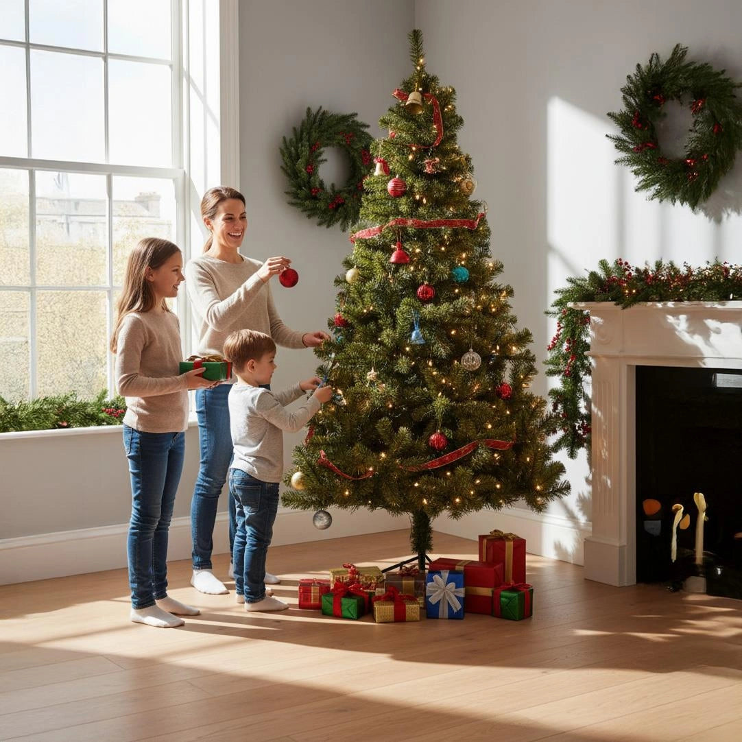 8FT Christmas Tree White Xmas Artificial Bushy Pine Outdoor Xmas Home Decoration