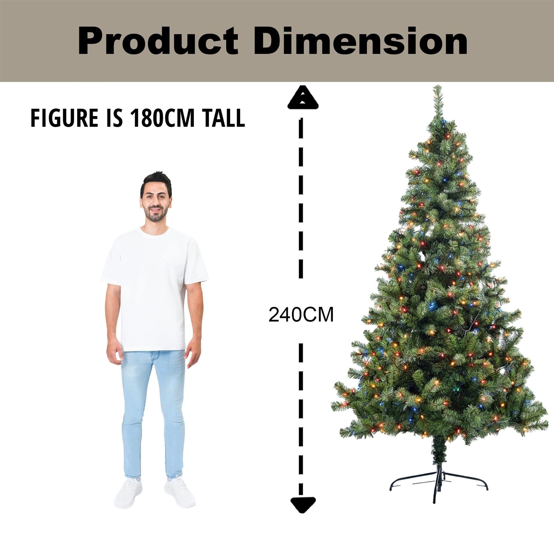 Pre-Lit Christmas Tree Green LED Lights Bushy Pine Outdoor XMAS Home Decor 8FT