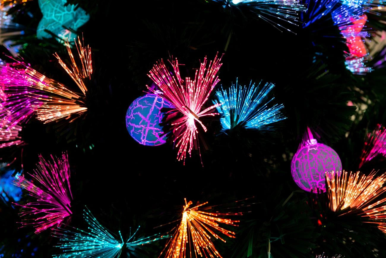 Pre Lit Christmas Tree Fiber Optic Pine LED Bauble Star Xmas Home Decoration 5FT