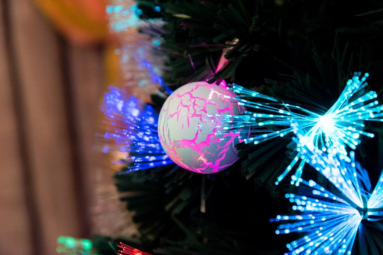 Pre Lit Christmas Tree Fiber Optic Pine LED Bauble Star Xmas Home Decoration 5FT